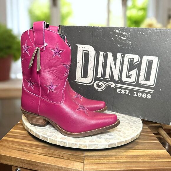 Dingo Star Struck Cowboy Boots Fuchsia Pink Leather Western Rodeo Women’s Size 7 - Picture 2 of 15